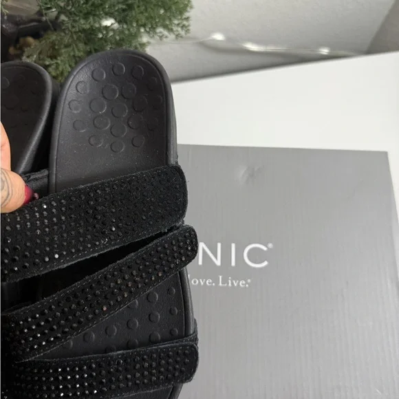 Vionic Black Sandals with Rhinestone Straps - Picture 2 of 4